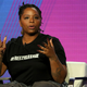 Patrisse Cullors participates in the “Finding Justice” panel during the BET presentation at the Television Critics Association Winter Press Tour at The Langham Huntington on Monday, Feb. 11, 2019, in Pasadena, Calif.